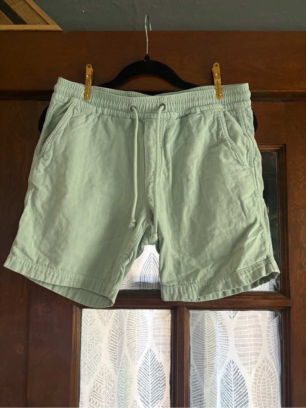 Marine Layer Mens 100% Cotton Lounge Beach Shorts Small S Moss Green Drawstring - Picture 2 of 8